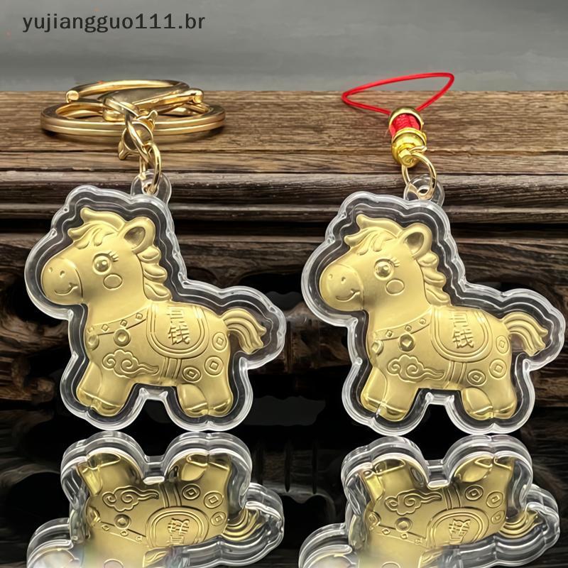 # Novo 2026 Chaveiro De Folha De Ouro Com Imitação De Cavalo Do Zodíaco , Ano , Riqueza , Corrente De Telefone , Lembran