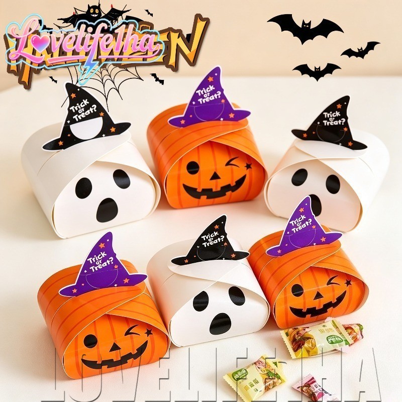 [Entrega Rápida] [Decoração De Halloween] Caixa De Doces-Recipiente Com Padrão De Abóbora Fantasma-Presente Para Lembran