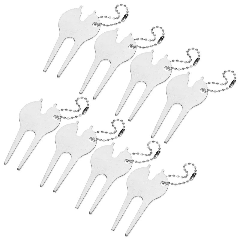 8pcs Golf Green Fork Zinc Alloy Repair Forks Portable Golfing Accessories Lawn Golfs Divot Repairing Divot Tool