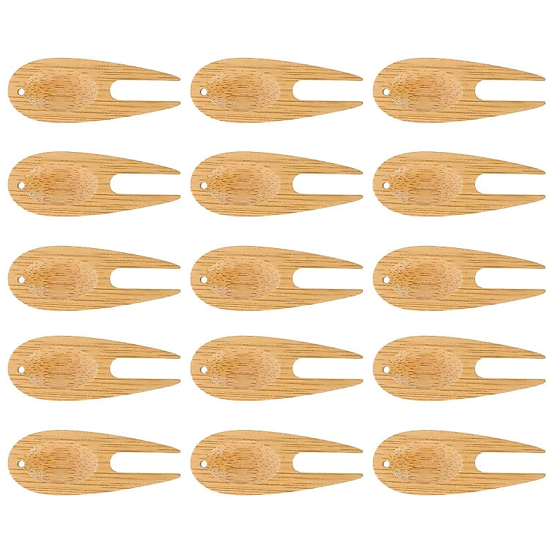15pcs Golf Green Fork Bamboo Divot Repair Tool Portable Golfs Accessories Mini Supplies Golf Practice Equipment