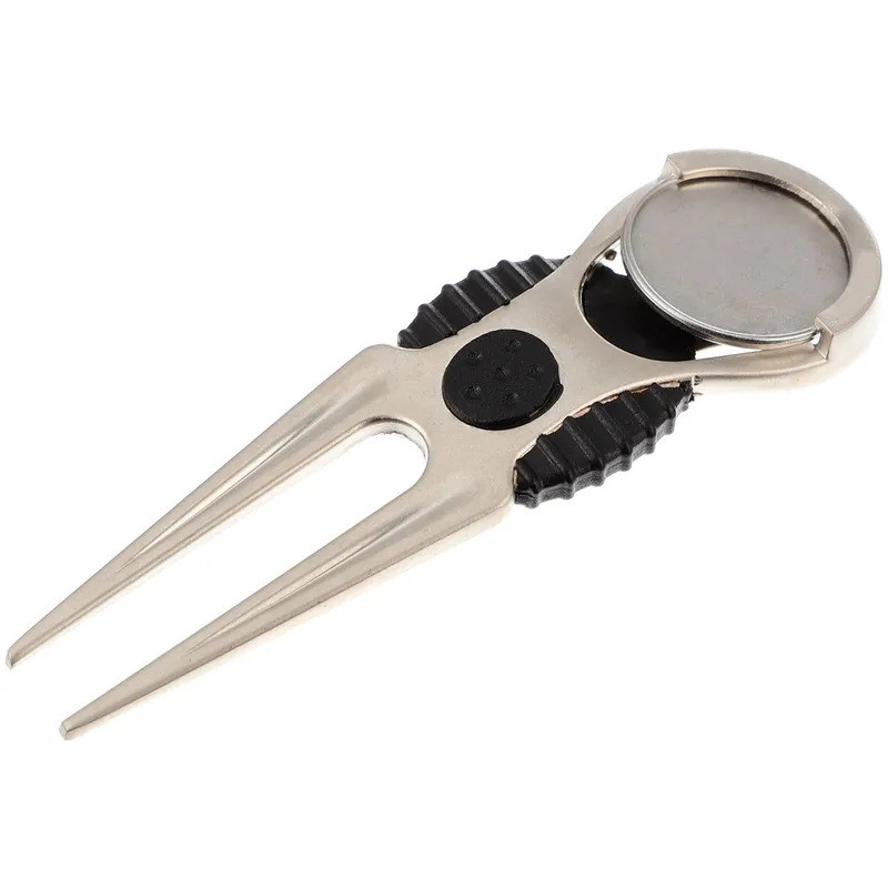 1pc Golf Green Fork Divot Tool Magnetic Zinc Alloy Repair Ball Marker Durable Portable Golfs Training Tool Outdoor Sport