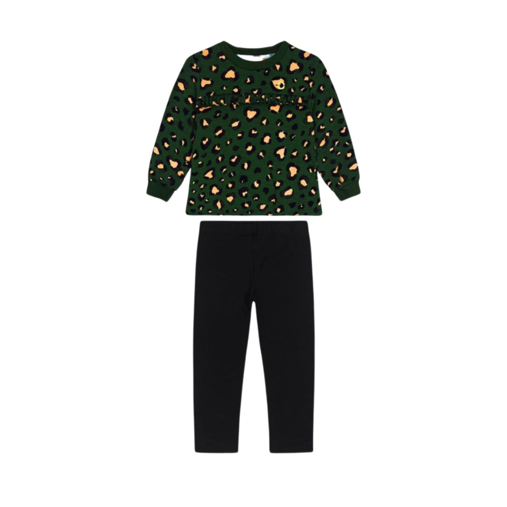 Conjunto blusa e legging em moletom flanelado animal print