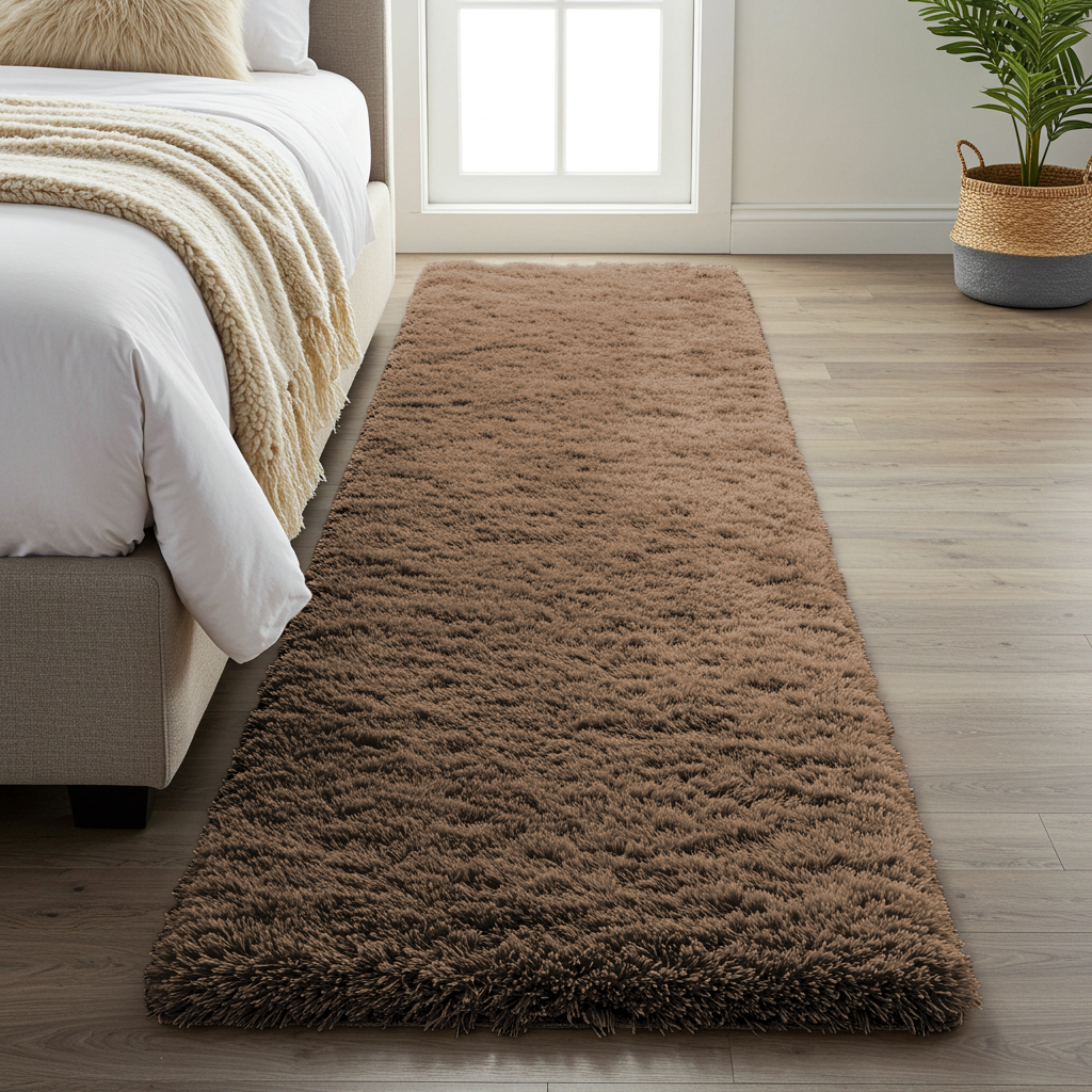 Tapete Peludo Passadeira Shaggy Macio 2,00x60 Lavável Tabaco Mesclado