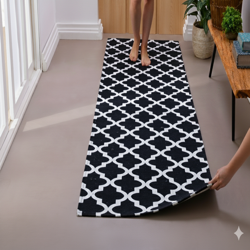 Tapete Passadeira Geométrico Jacquard Antiderrapante 1,40 X 0,50 M