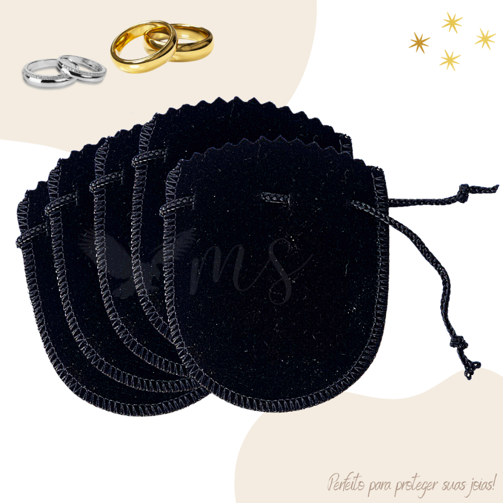 Kit 10/20/30 Saquinhos Veludo Joias Brincos Pulseira Biju Medida 7 x 6cm