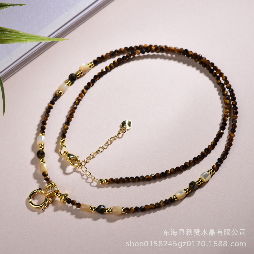 Novo Colar com Pingente de Buda Thangka em Pedra Olho de Tigre Natural, Corrente Universal Estilo Maillard Minimalista c