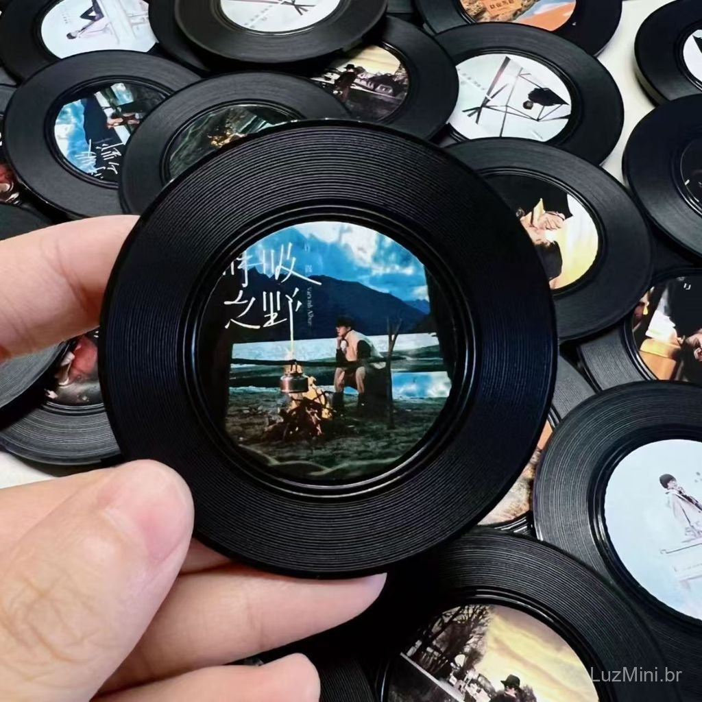 NFC geladeira adesivo magnético vinil registro música cd pequeno presente Retro concerto suporte Material Mini Coaster
