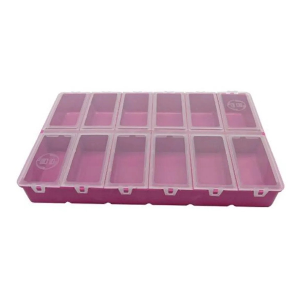 ESTOJO MALETA CASE P/ PESCA HI ISCA ARTIFICIAL 18 X 27,5CM C/ 12 DIVISOES - ROSA