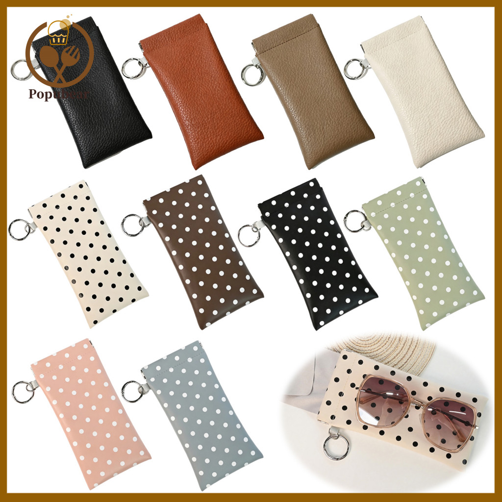 Soft Faux Leather Pouch Portable Sunglasses Case with Hook for Women – Compact Eyewear Small Organizer Self-closing fo
