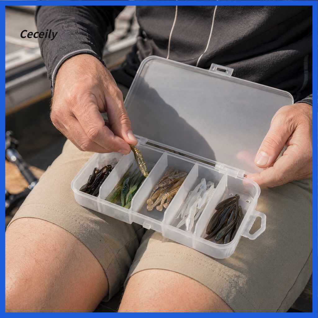 Fishing Hook Storage Case 5-compartment Lure Box Plastic Tackle Organizer for Soft Hard Baits Portable Accessory Contain