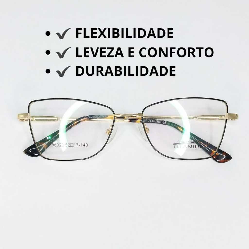 Armação de Óculos Tecnologia Memory Titanium Modelo Feminino Flexível