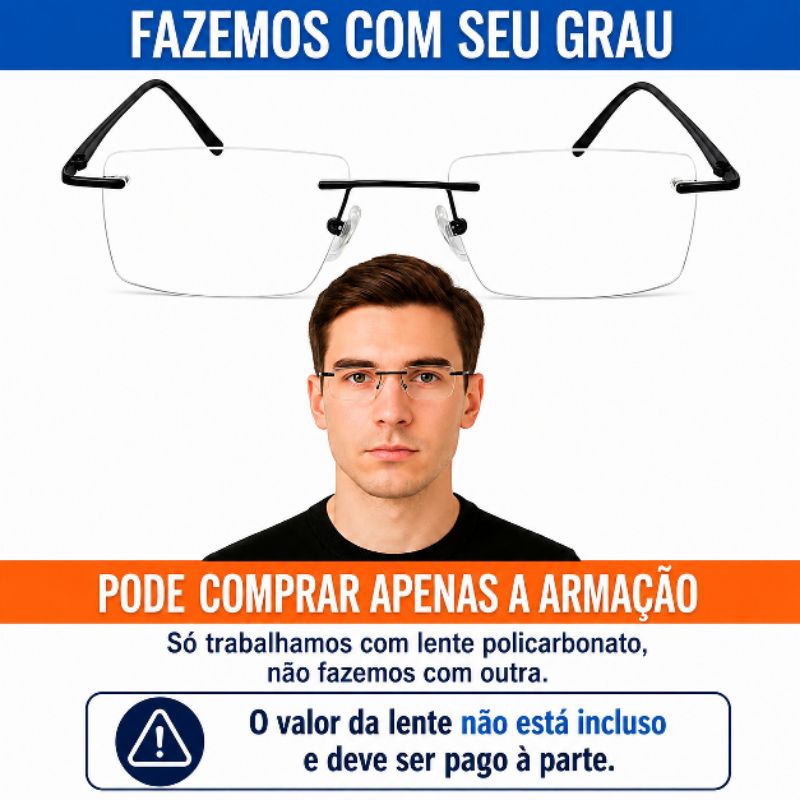 Armação Titanio Parafusada Balgrife Flutuante Para Óculos TItanium Resistente