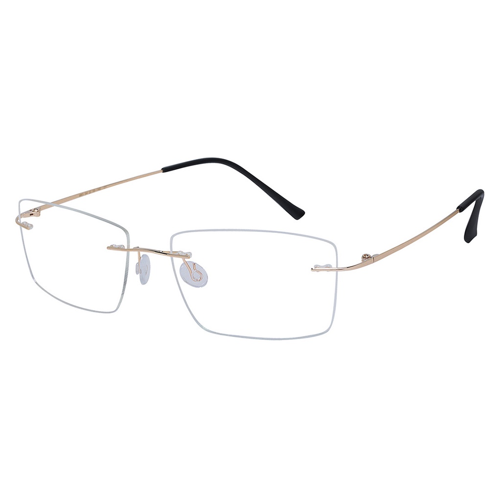 Óculos Feminino Sem Aro Balgriff Sem Grau Retangular Titanium Casual  Dourado Isabela Dias 1274