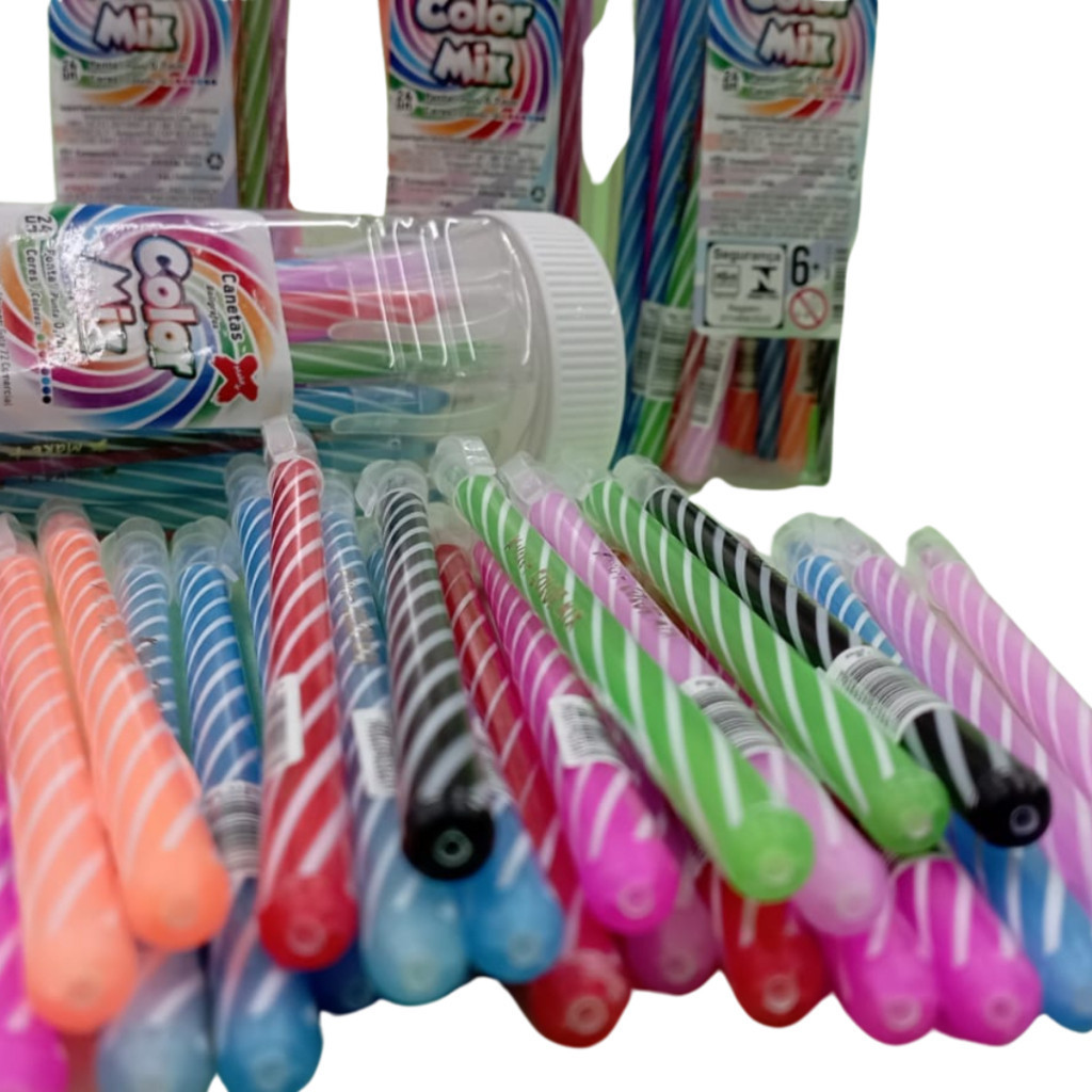 CANETA ESFEROGRAFICA COLOR MIX 0.7 MM COLORIDA COM 24 UNIDADES MAKE+