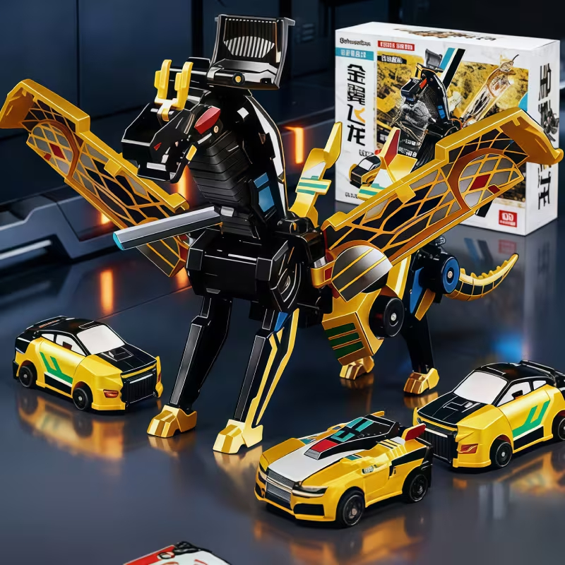 2 In 1 Magnetic Dinosaur Car Gift Boy Girl Transformable Automatic Collision Transformable Robot Toy