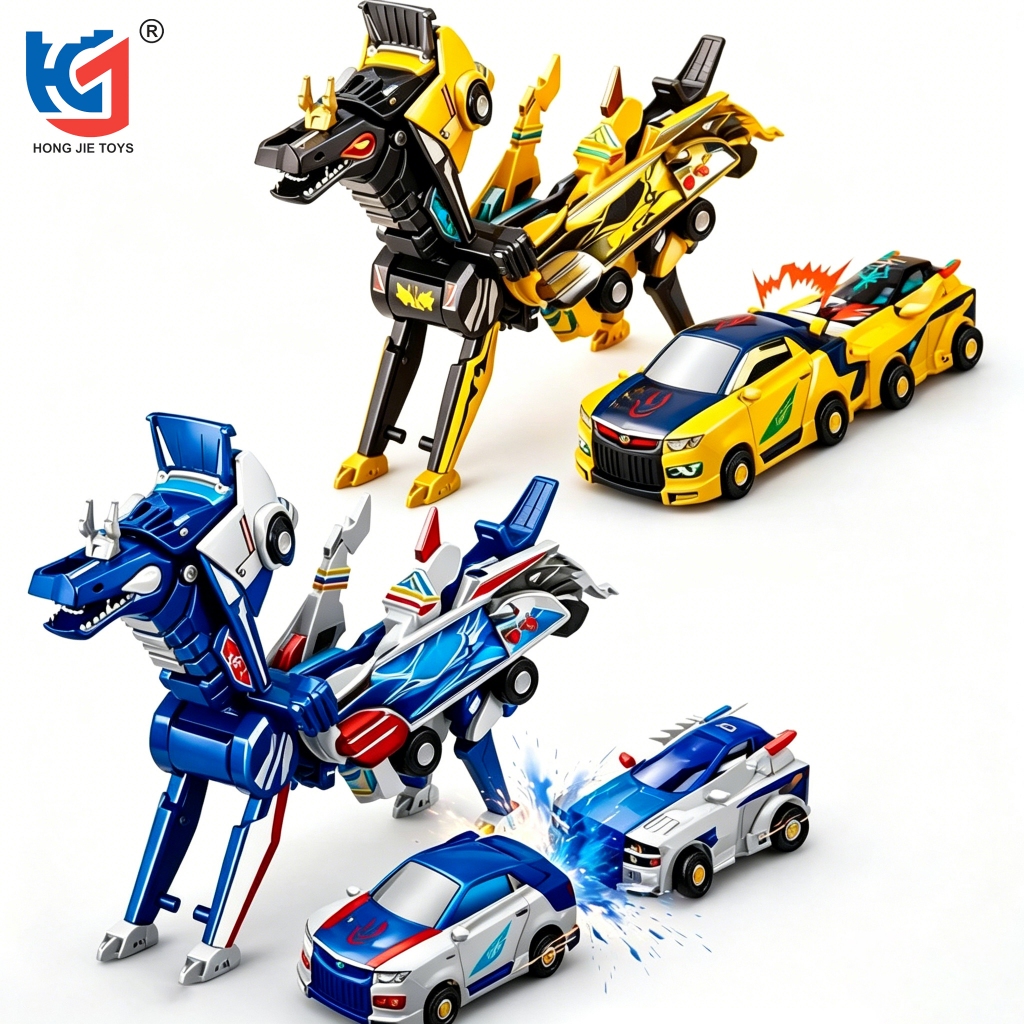 Brinquedo Carrinho Robô Dragão Transformável Colisão Magnética Automático 2 em 1 Presente Menino