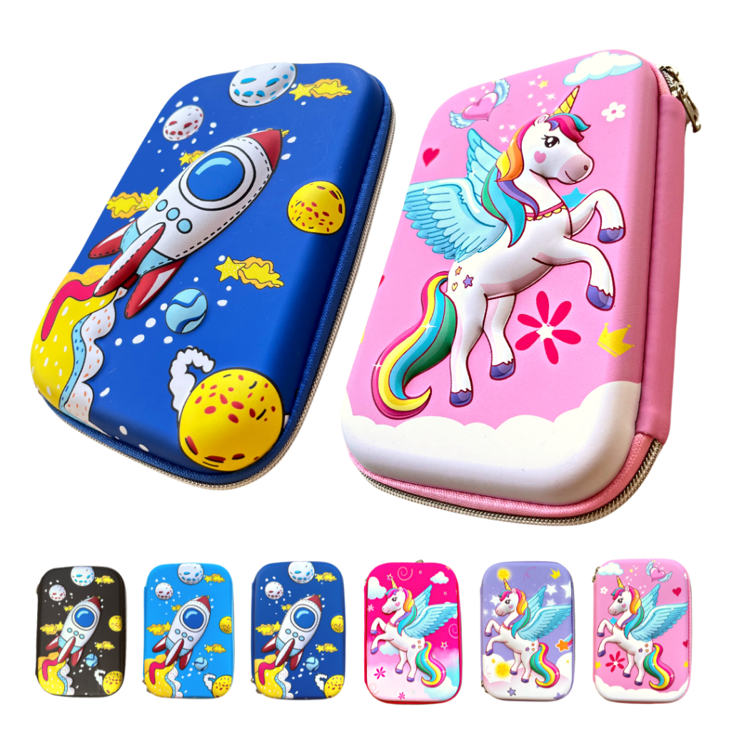 Estojo e Mochila EVA Organizador Escolar Aulas Infantil Grande 3D Divisórias Caneta Canetinha Lápis Tesoura Borracha