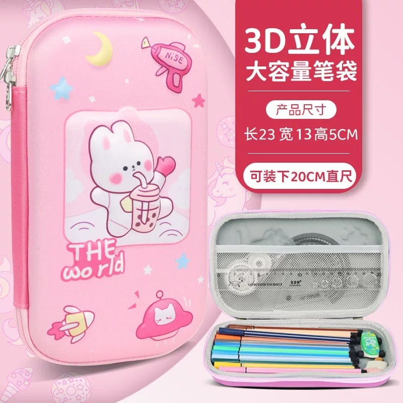 Estojo De Lápis De EVA Box Infantil Com Desenho De Unicórnio 3D/Caixa Multifuncional De Grande Capacidade Escolar