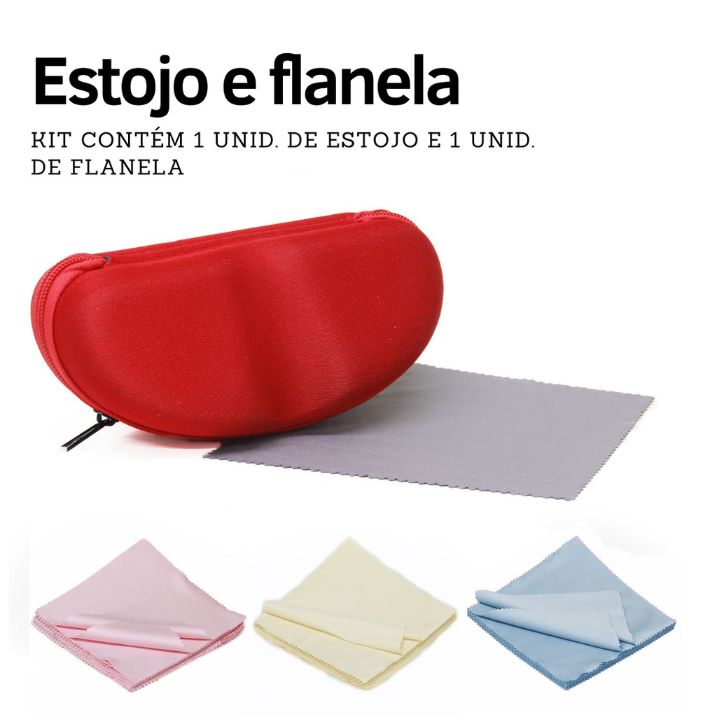 Estojo grande em EVA com Flanela - Kit - para proteção e segurança dos óculos COR: