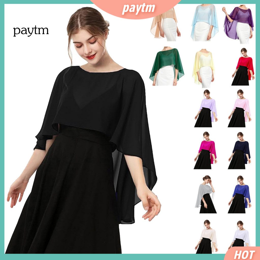 Elegant Evening Wrap Comfortable Daily Wear Shrug Chiffon Women's Shawl for Dress Soft Sheer Bridal Scarf Lightweight Fo