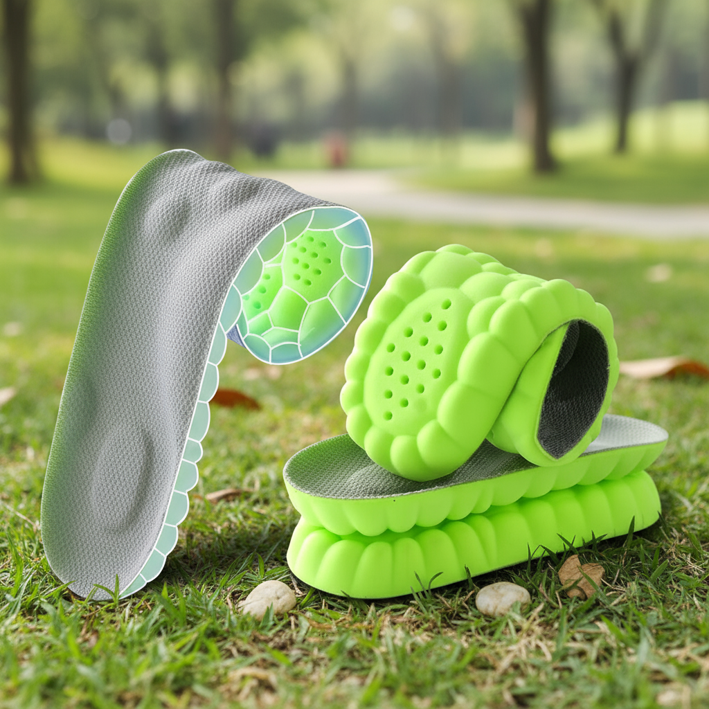Palmilhas de Látex 4D Respiráveis com Suporte de Arco Macio e Almofadas de Absorção de Impacto