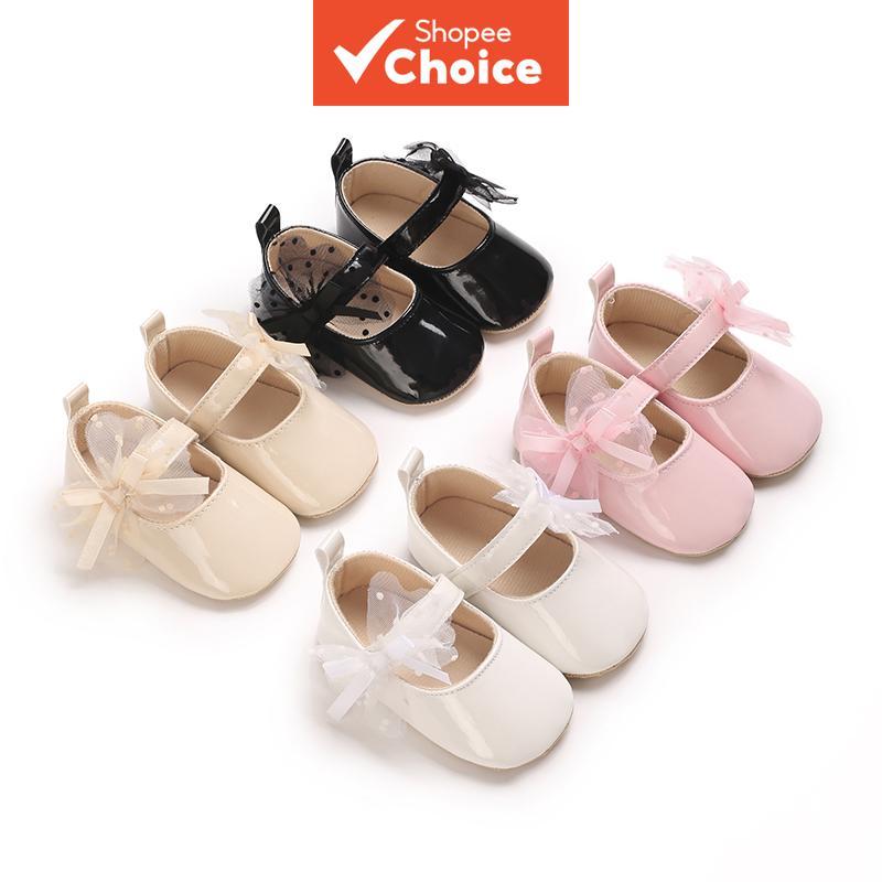 Arco Sola Macia Antiderrapante Couro Sapatos De Caminhada Do Bebê Para Primavera Outono Estilo Princesa