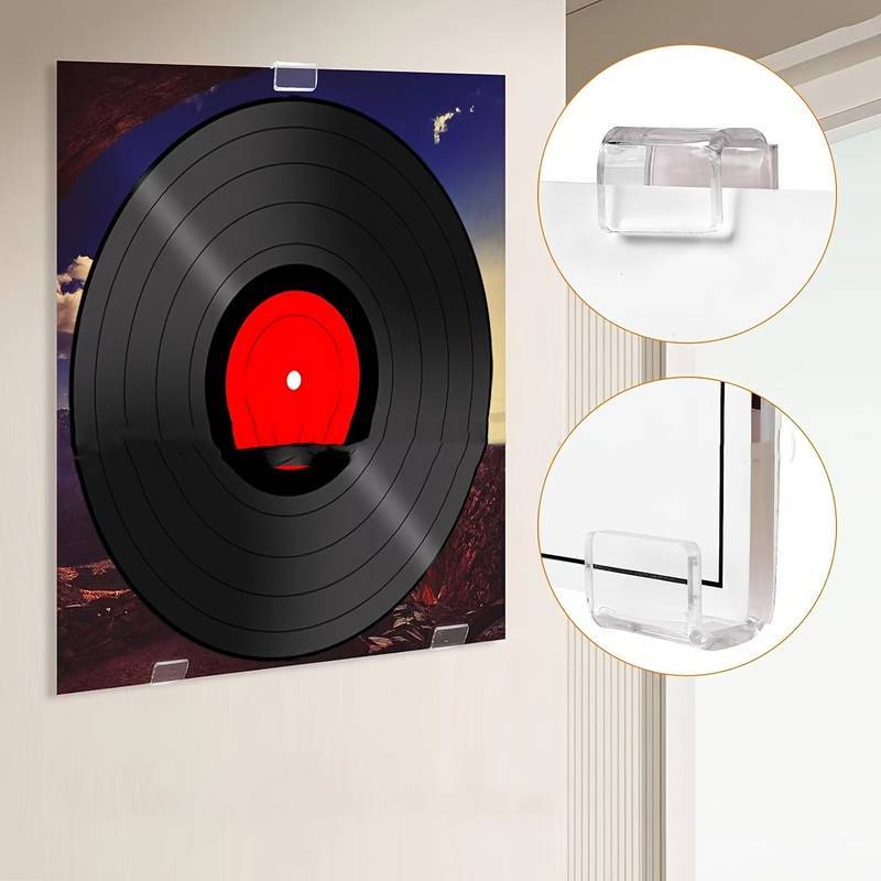 6/18 Pçs Suporte De Registros Acrílico Montagem Na Parede Auto Adesivo Álbum Disco Mostrar Rack Display Vinil Claro Sem