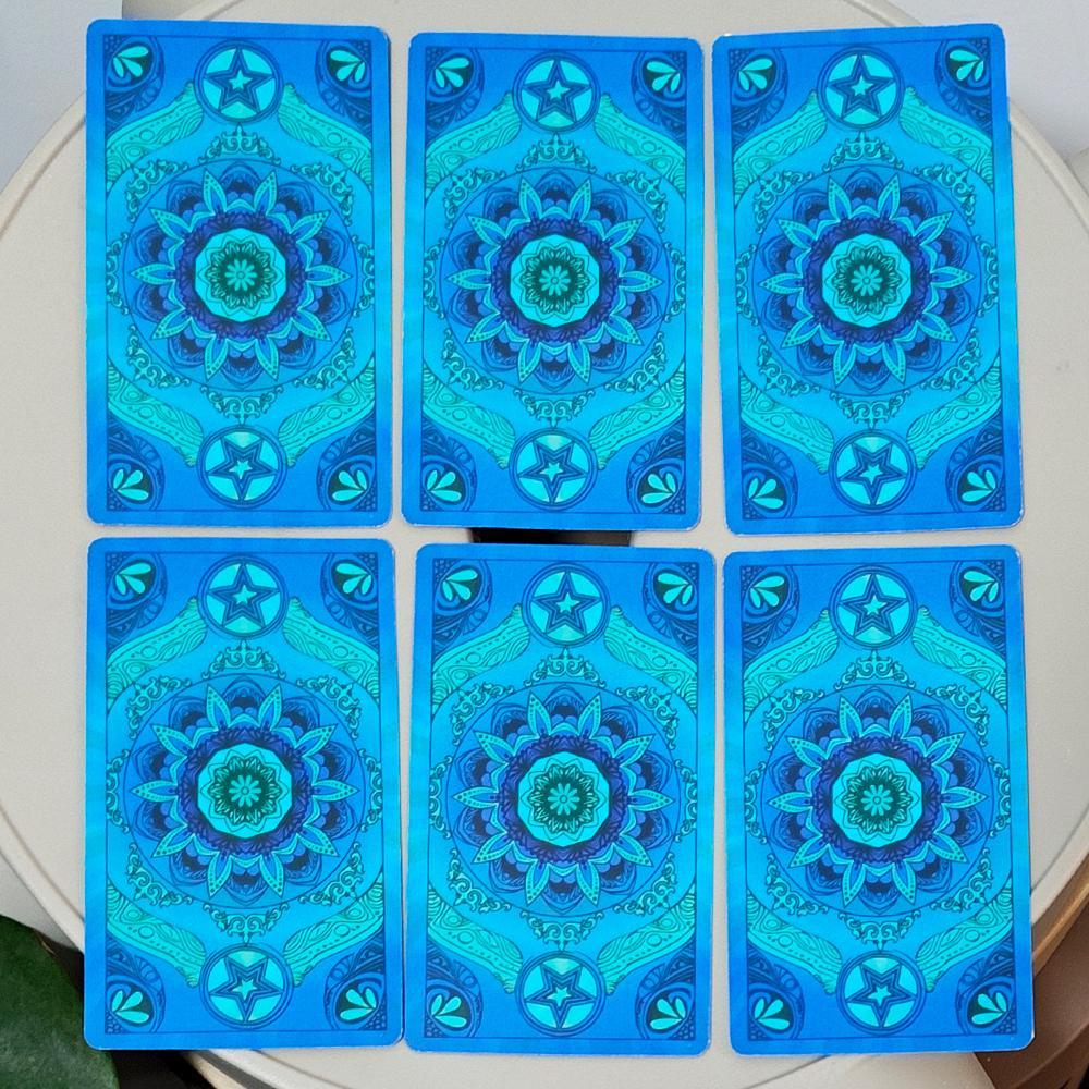Baralho De Tarô Clássico Azul De 10.3 * 6 Cm-78 Cartas Waite Imager Tradicional Com Mandala Celestial Nas Costas , Desig