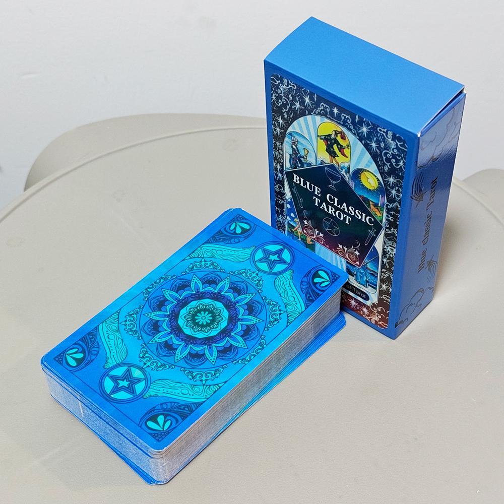 Baralho De Tarô Clássico Azul-10.3 * 6 Cm 78 Cartas Waite Imager Tradicional Com Mandala Celestial Nas Costas , Design E