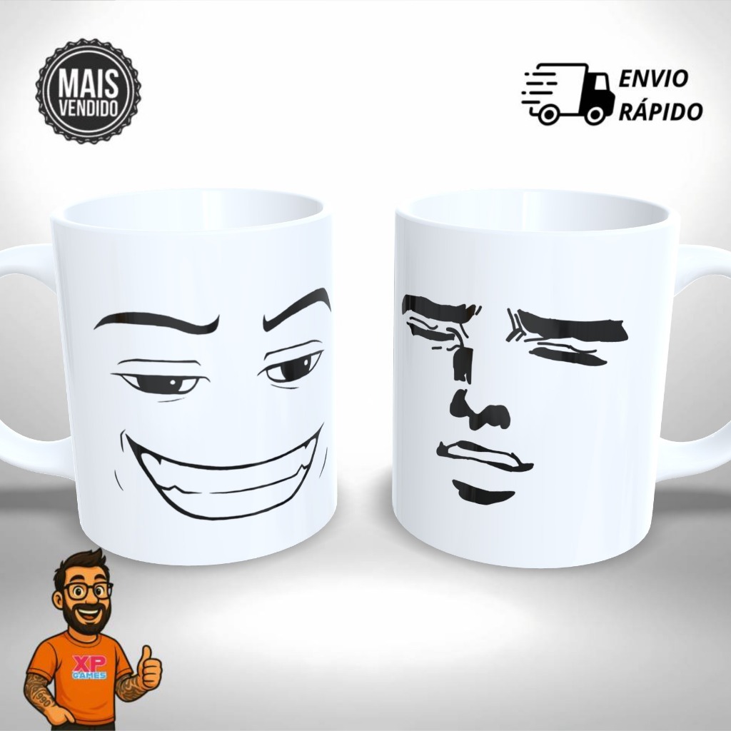 Caneca Personalizada Meme Roblox Faces Game Anime - Presente Único