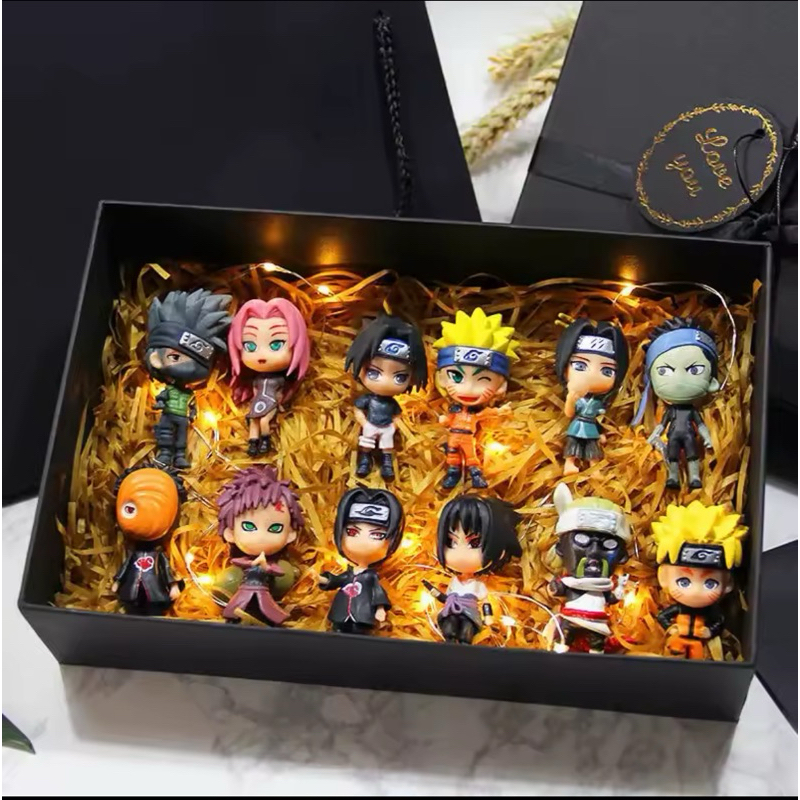 set Anime Figura Naruto Shippuden Hinata Sasuke Itachi Kakashi Gaara Figura de Ação Q Versão Figuras
