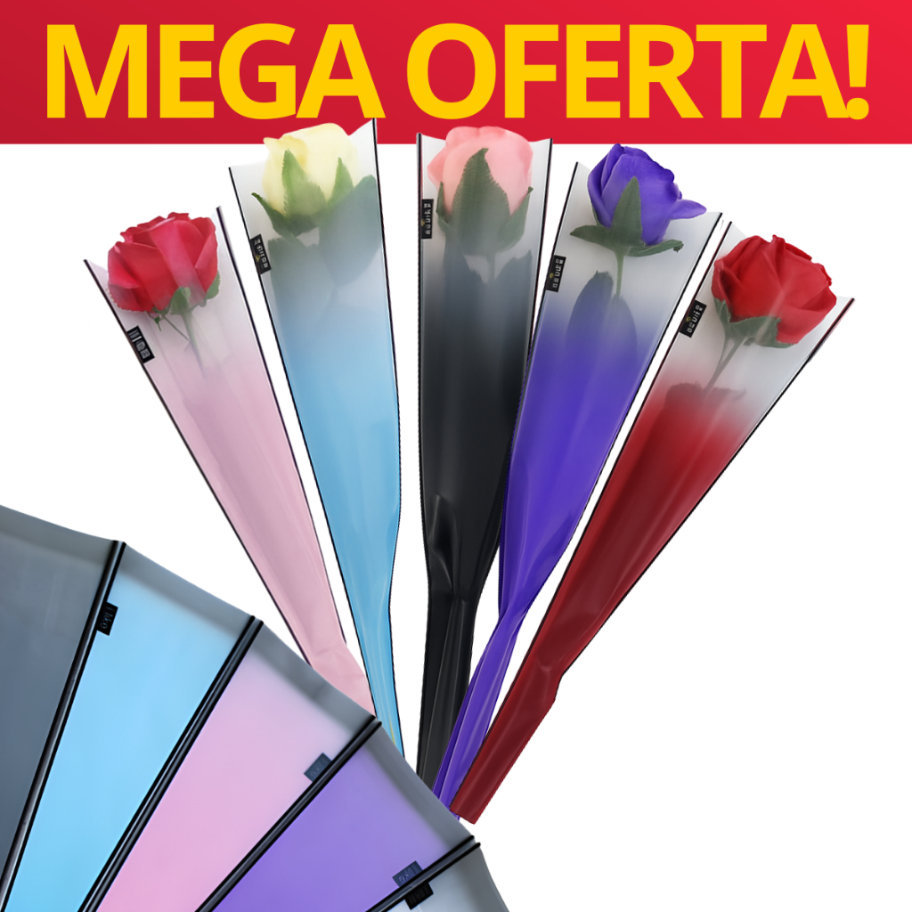 Kit 50 Embalagem para Botão de Flor Saco Cone Transparente para Rosas Dia das Mães Presente