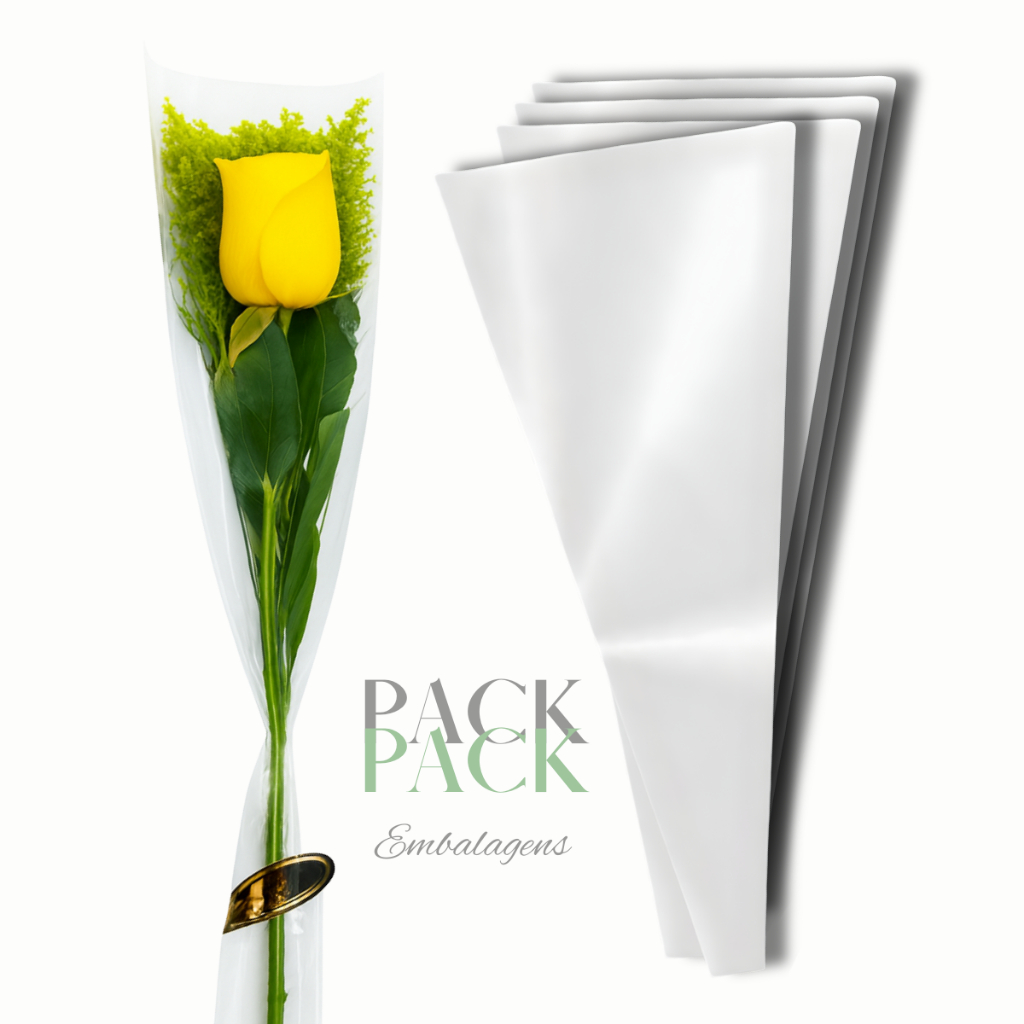 EMBALAGEM CONE TRANSPARENTE P/ BOTÃO DE FLOR – PACOTE C/50 UNI – IDEAL P/ ROSAS E LEMBRANÇAS