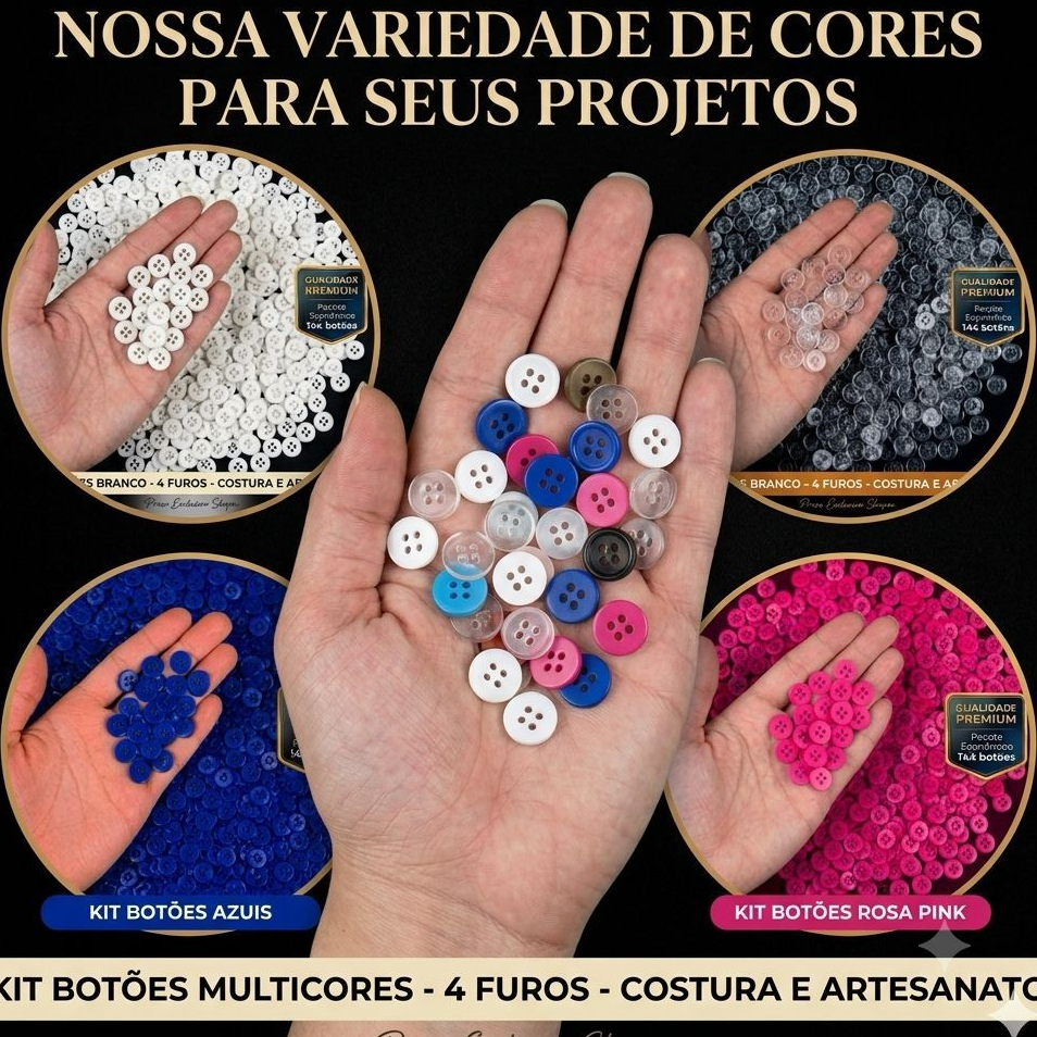 576 Botão , Alta Qualidade Para Camisas Blazers ROSA, PRETO, AZUL E TRANSPARENTE- DIRETO DA FABRICA