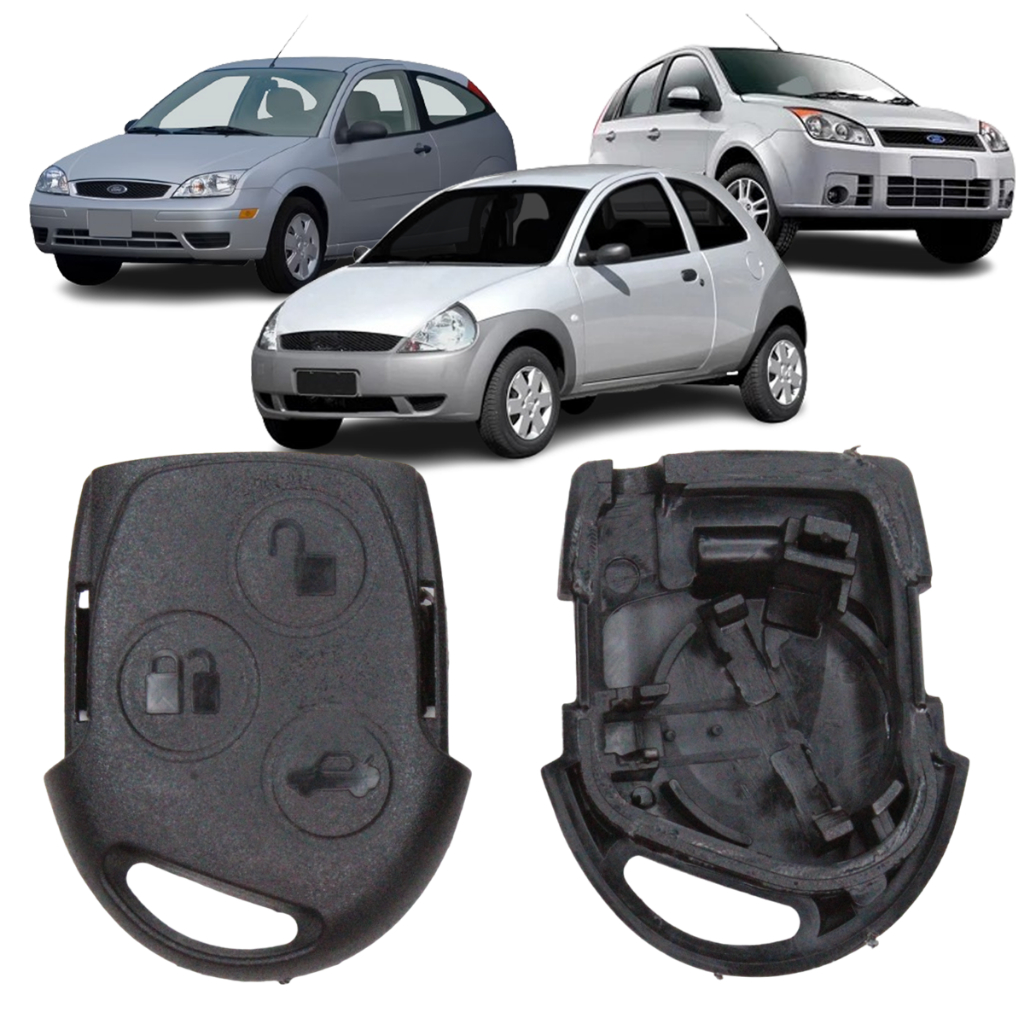 Carcaça Controle Chave Convencional 3 Botões Ká Mondeo Focus Fiesta Transit Connect 2002 a 2012