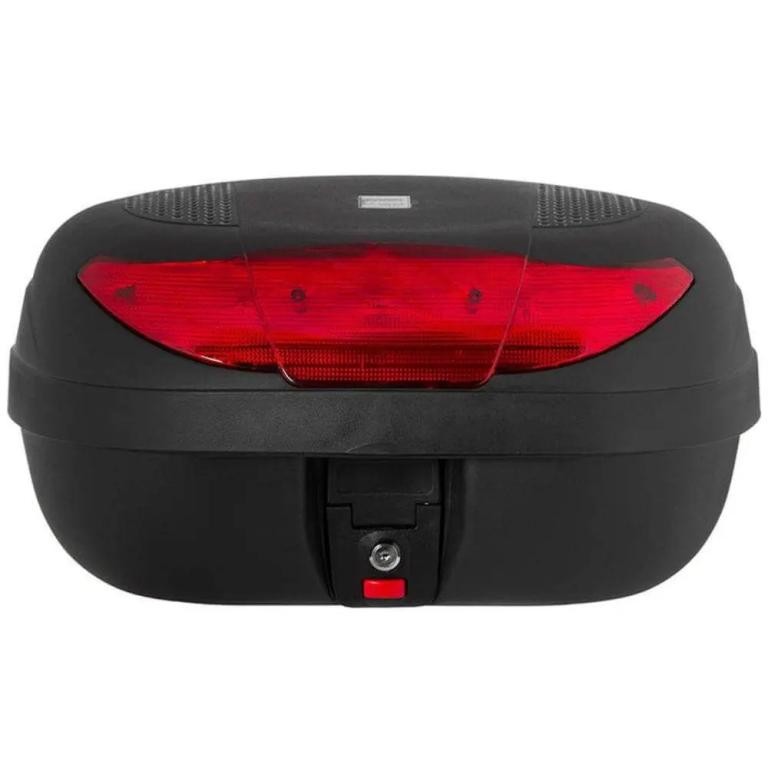 Baú Bauleto Pro Tork 45 Litros Smart Box Universal Todas As Motos Cabe 2 Capacete Preto/Vermelho Completo