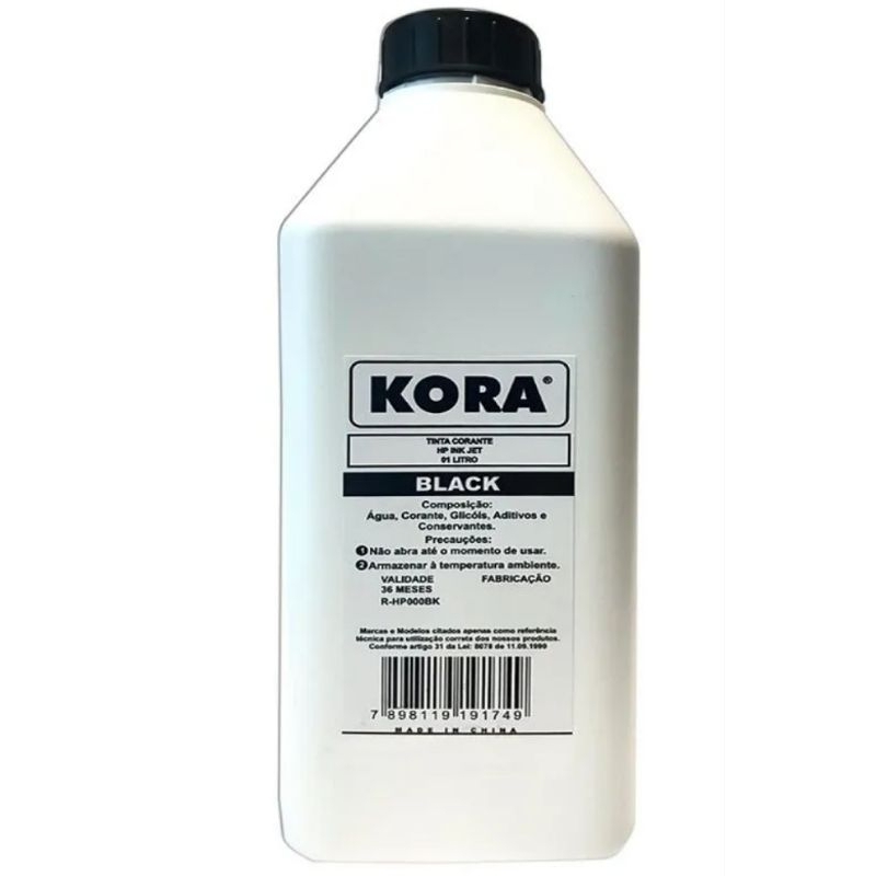 1 Litro de tinta Kora Preto GT53 (1VV22AL) P/ HP Smart Tank 515 519 530 615 Plus 551, 500, 514, 517 617 618  Promoção!!!