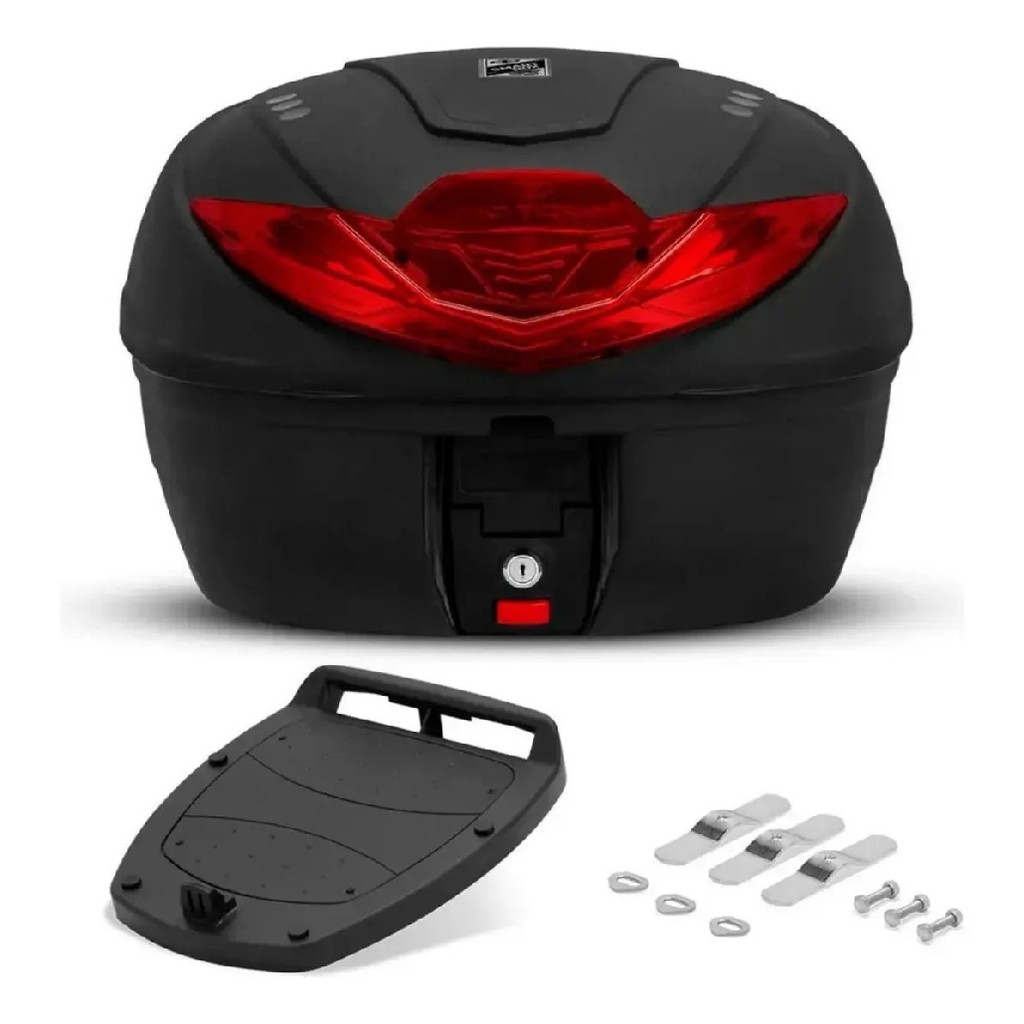 Baú Bauleto Pro Tork 35 Litros Smart Box 4 Universal Todas As Motos Preto/Vermelho