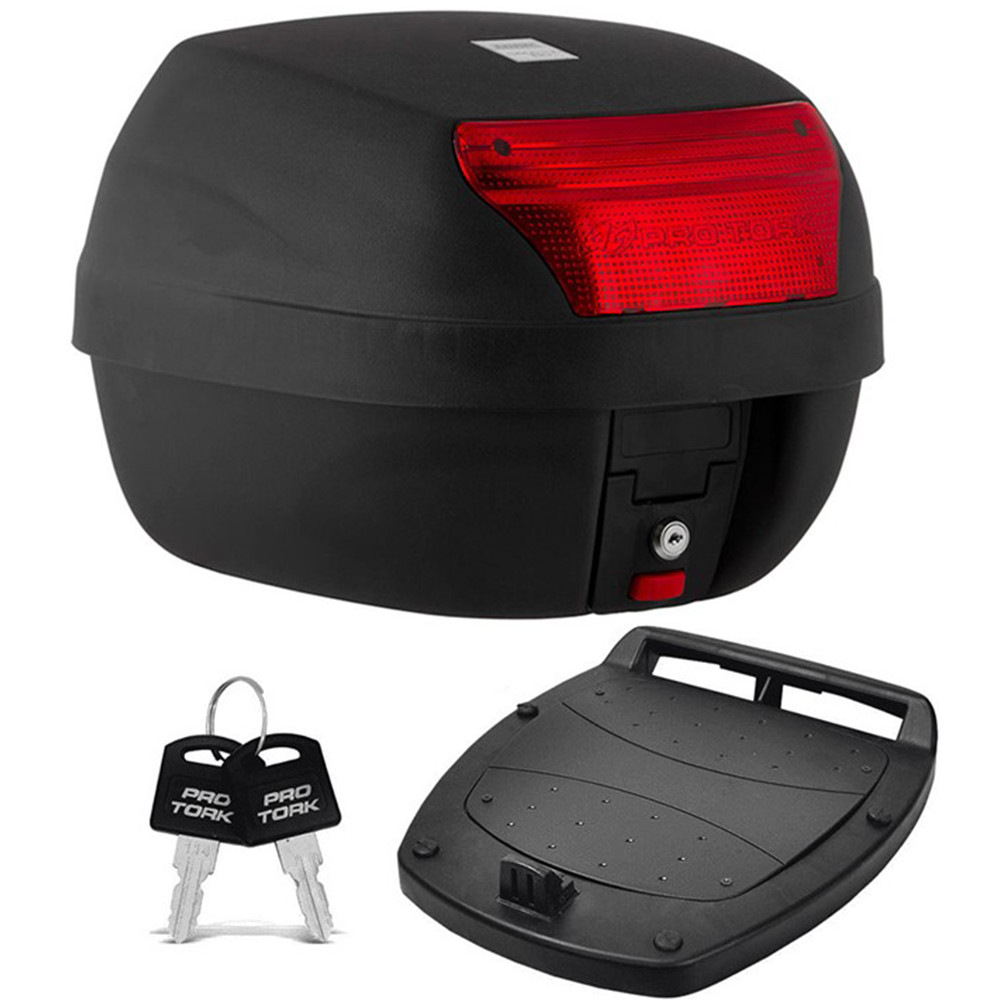 Kit Bauleto 28 Litros Smart Box Vermelho BP-03 + Bagageiro Preto Biz 100 1998 até 2005