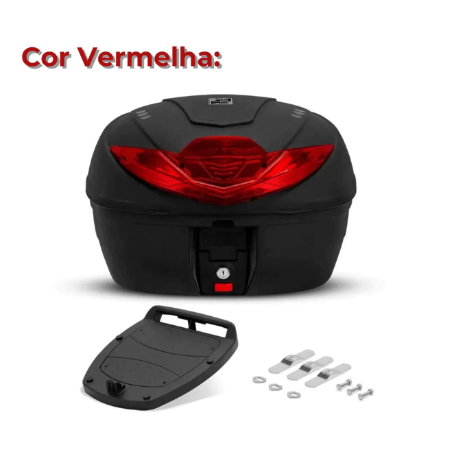 Baú Bauleto Moto Traseiro 35 Litros Smart Box 4 Universal Preto Lente Fumê/Vermelho - Pro Tork