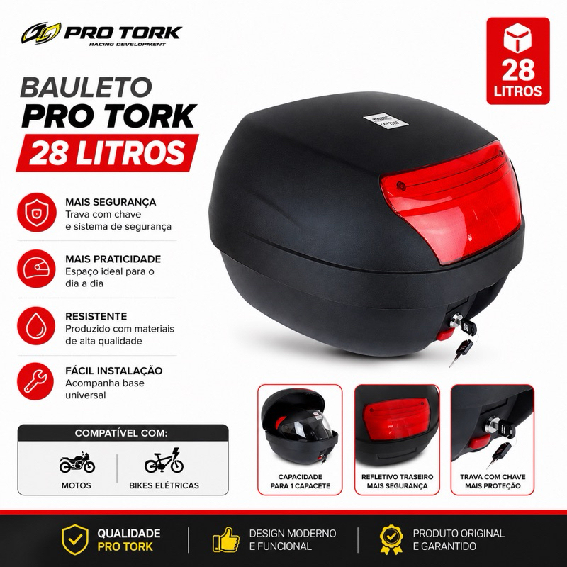 Bauleto 28 Litros Pro Tork Smart Lente Vermelha Preto