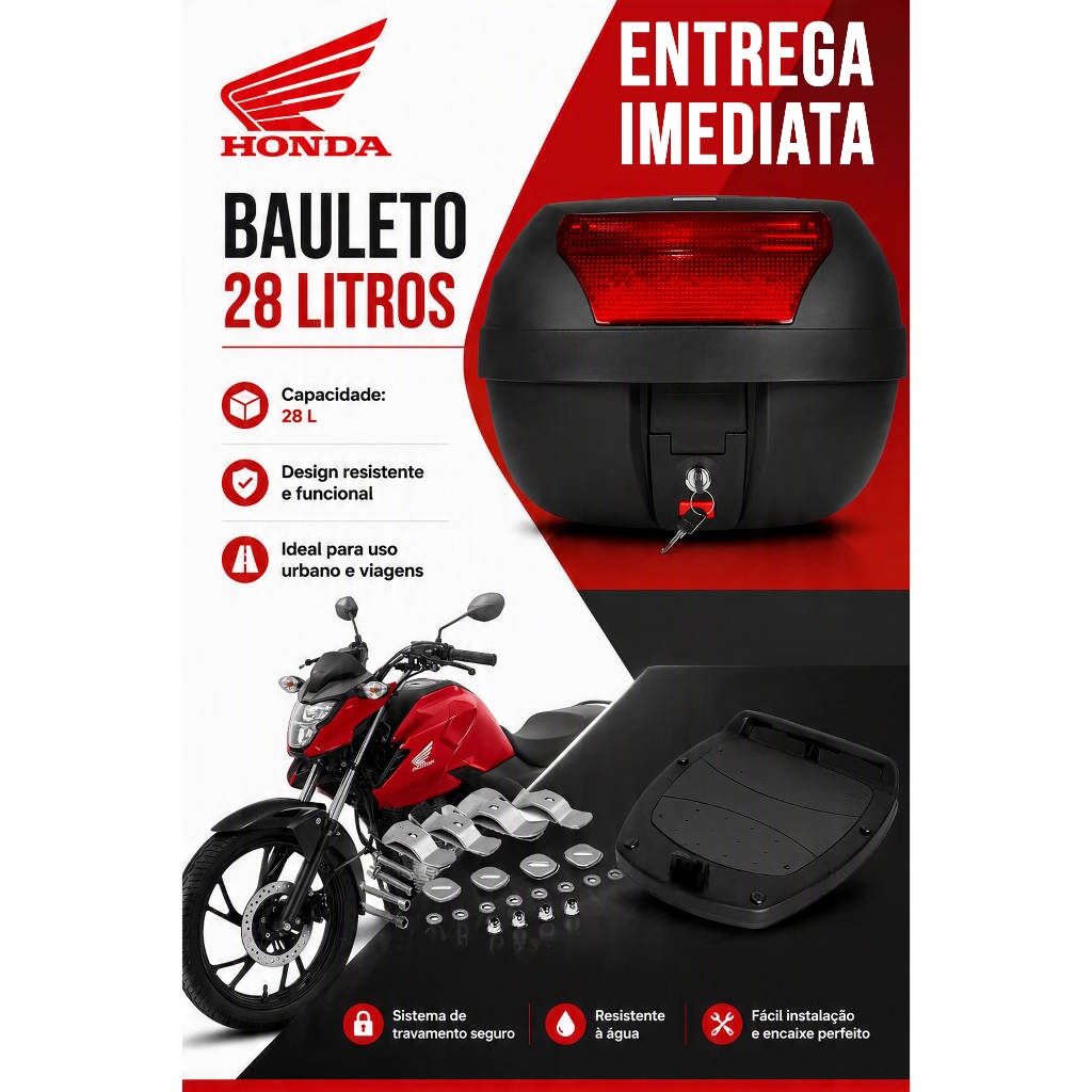 Bauleto Pro Tork Smart Box 28 Litros Com Base Universal Preto/vermelho BP-03 Bau
