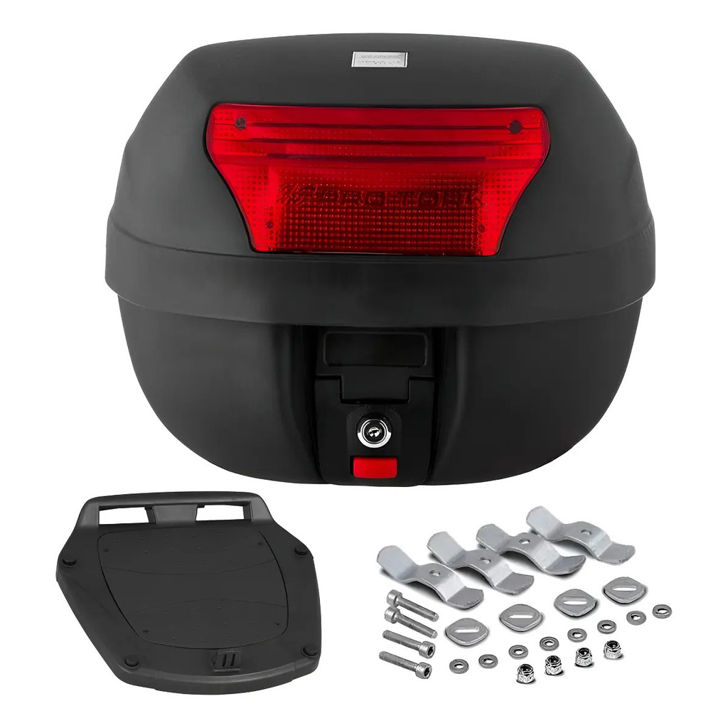 Baú Traseiro Pro Tork Smart Box 28 Litros Preto Vermelho Para Moto