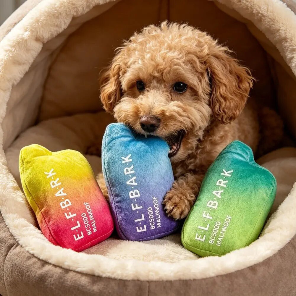 Elfbark Squeaky Dog Toy Pet-Safe & Soft Plush Fabric Supply