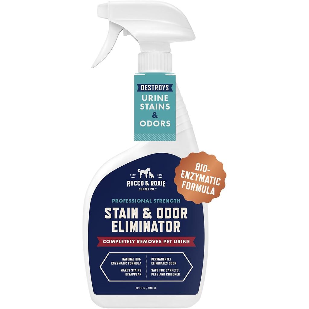 Rocco & Roxie Supply Co. Eliminador de Manchas e Odores Fortes, Limpador Enzimático, Eliminador de Odores de Animais de
