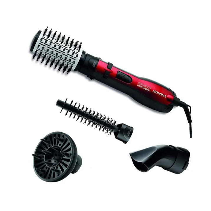 Escova rotativa ceramic íon turbo 1200 w mondial + 4 bicos