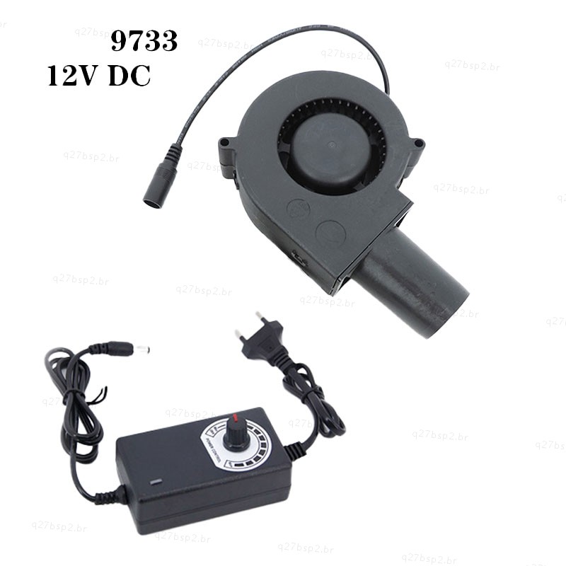 12V 9733 Ventilador Turbo Sem Escova Com Fonte De Alimentação Ajustável 3-12V Para Churrasco Ao Ar Livre Fogão A Lenha C