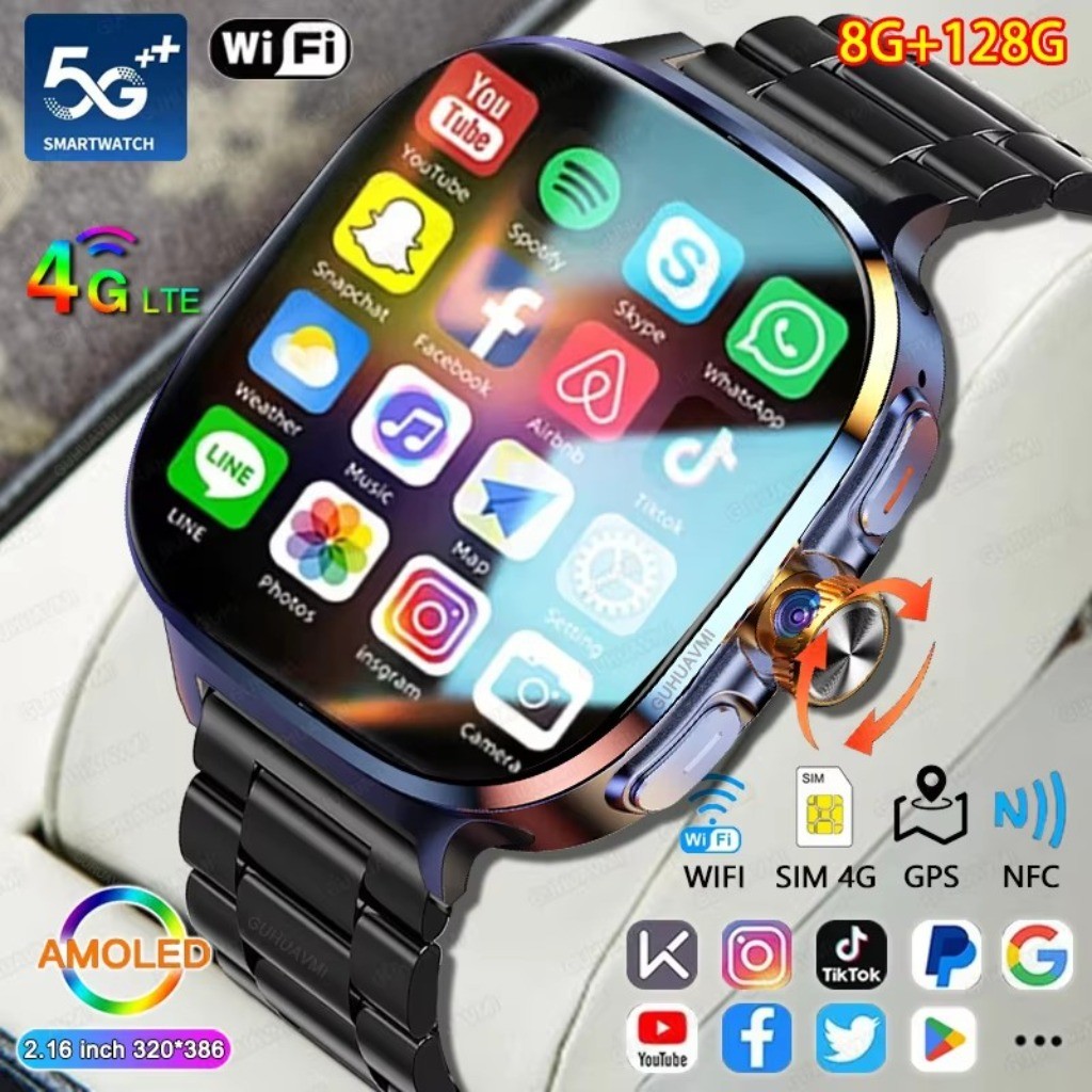 Novo 4G 5G Completo Netcom Smartwatch 2.4 Polegada Tela Amoled Inserir Cartão Sim GPS WIFI 190 ° Relógio Inteligente And