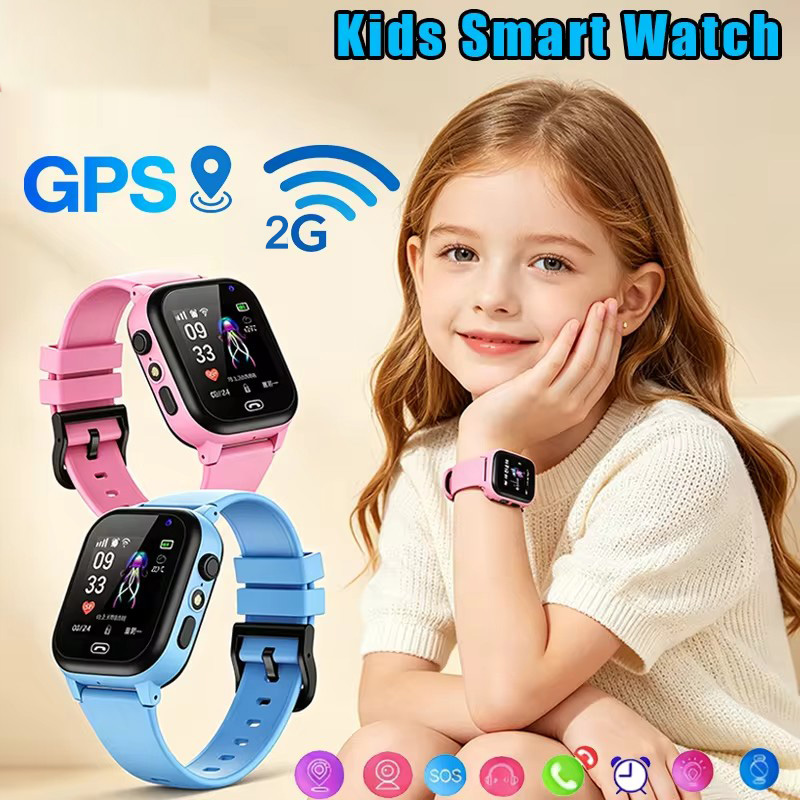 Relógio Smartwatch Infantil 2G com Chip SIM, Chamada de Emergência SOS, Chamada de Vídeo, GPS, Tela Sensível ao Toque