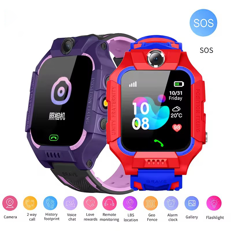 Relógio inteligente infantil Q19, relógio telefone com SOS, smartwatch para crianças com cartão SIM, foto, à prova